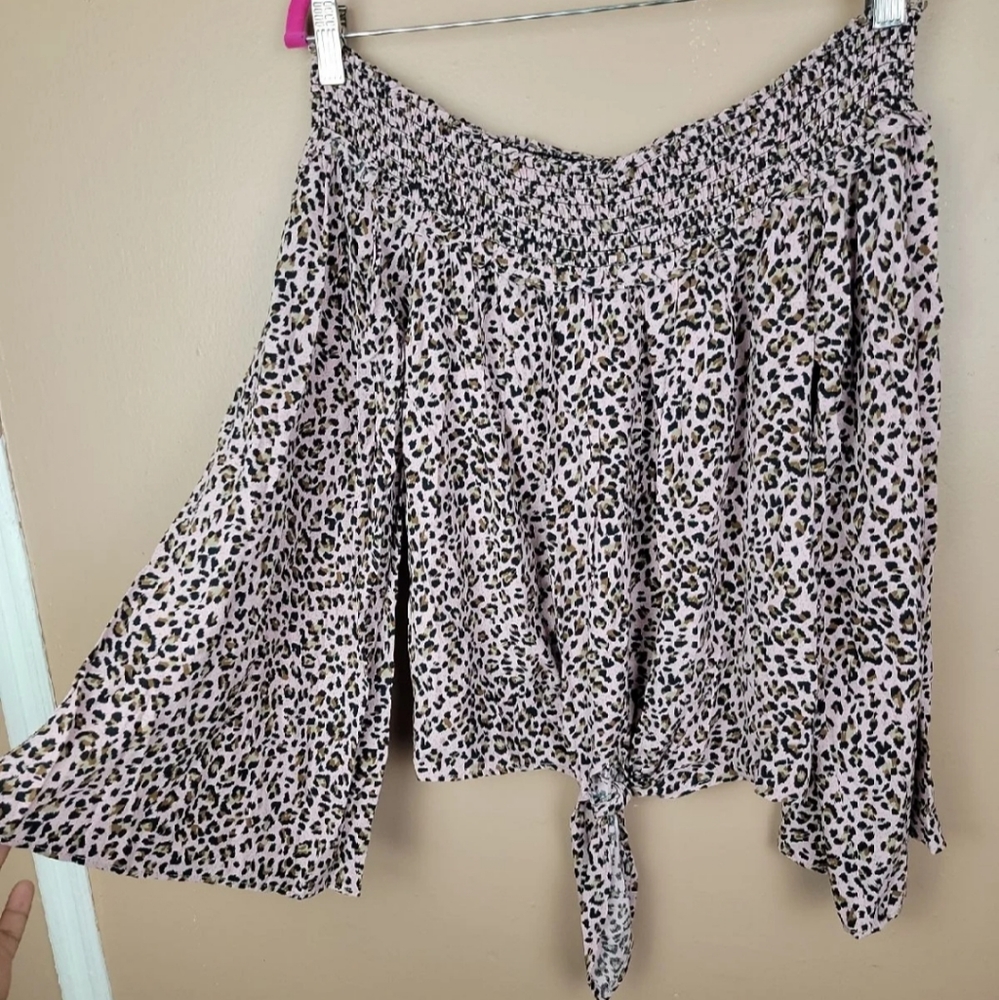 Free people movement pink cheetah print off Shoulder blouse